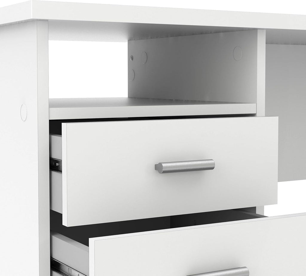 4-Drawer Desk, Modern White Office Writing Desk with Storage, Compact and Functional Desk for Home or Office-4