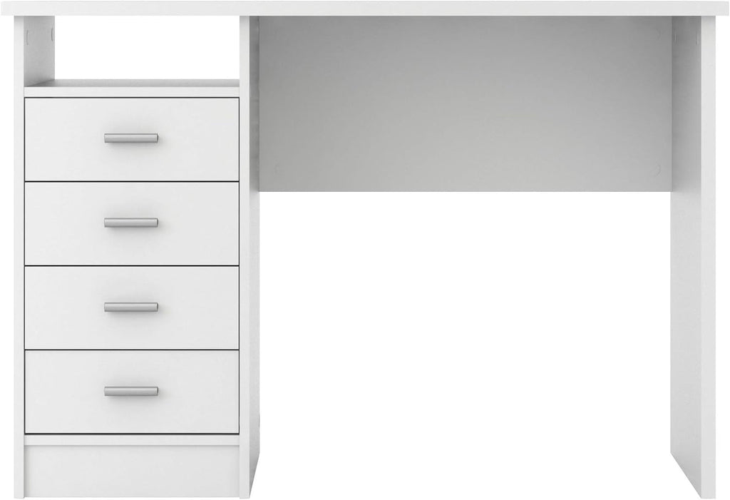 4-Drawer Desk, Modern White Office Writing Desk with Storage, Compact and Functional Desk for Home or Office-1