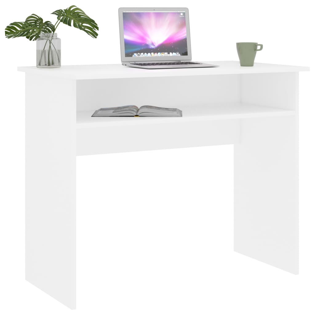 vidaXL Desk Computer Desk Standing Office Desk with Shelf Engineered Wood-2