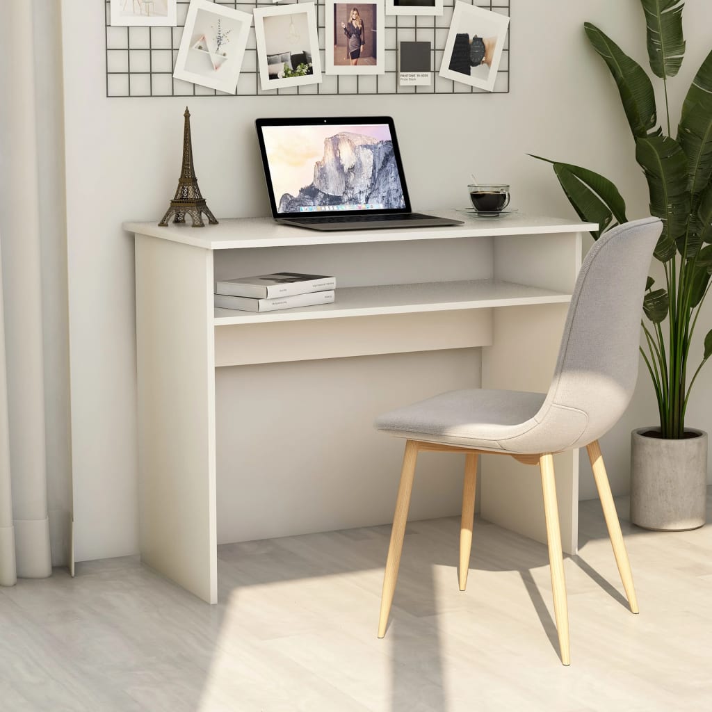 vidaXL Desk Computer Desk Standing Office Desk with Shelf Engineered Wood-12