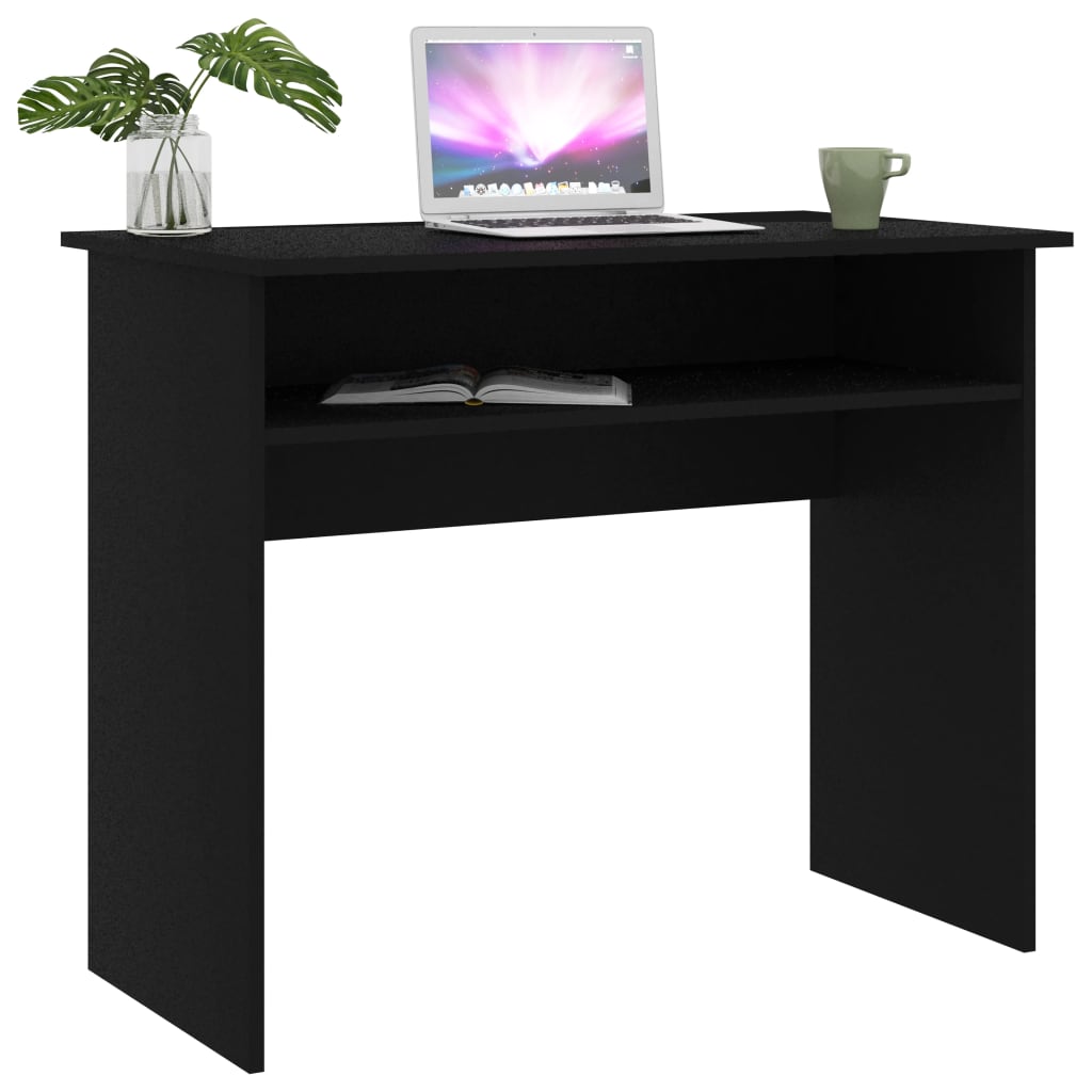 vidaXL Desk Computer Desk Standing Office Desk with Shelf Engineered Wood-1