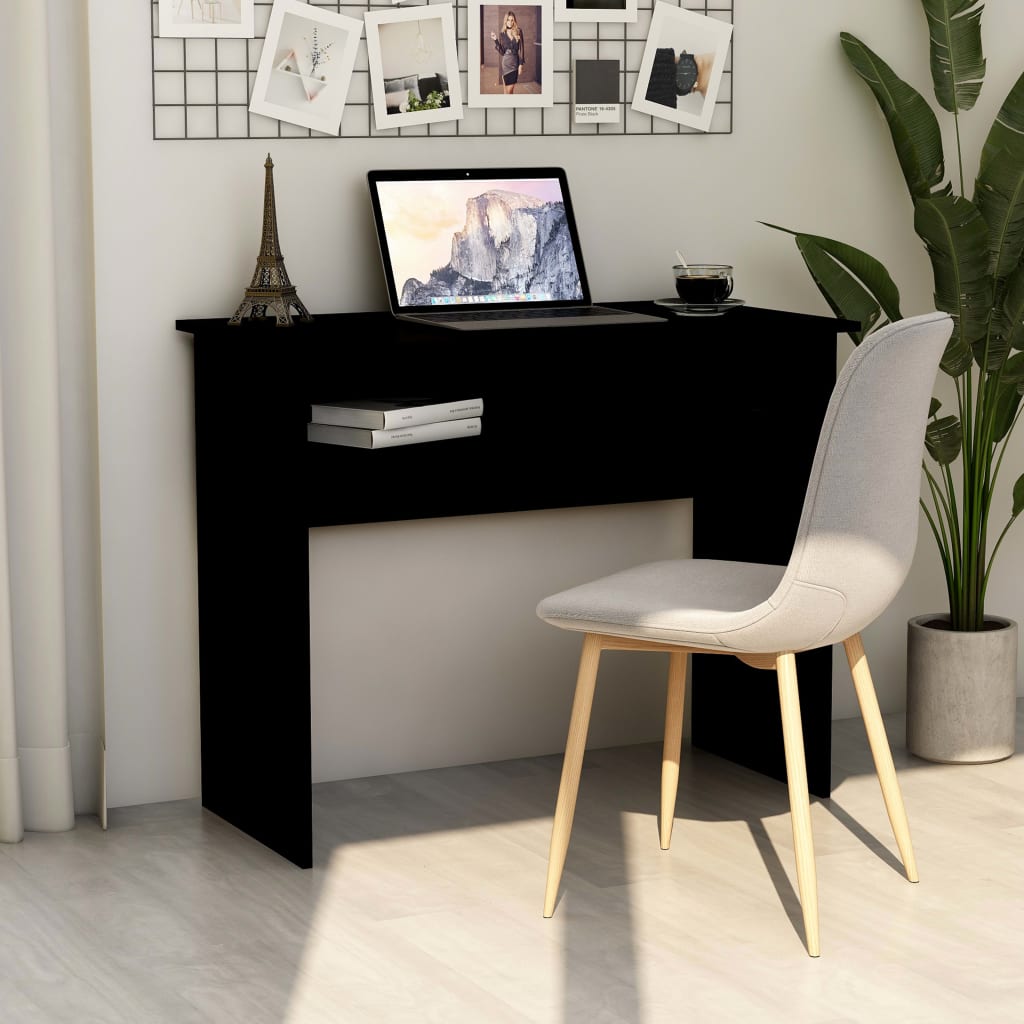 vidaXL Desk Computer Desk Standing Office Desk with Shelf Engineered Wood-5