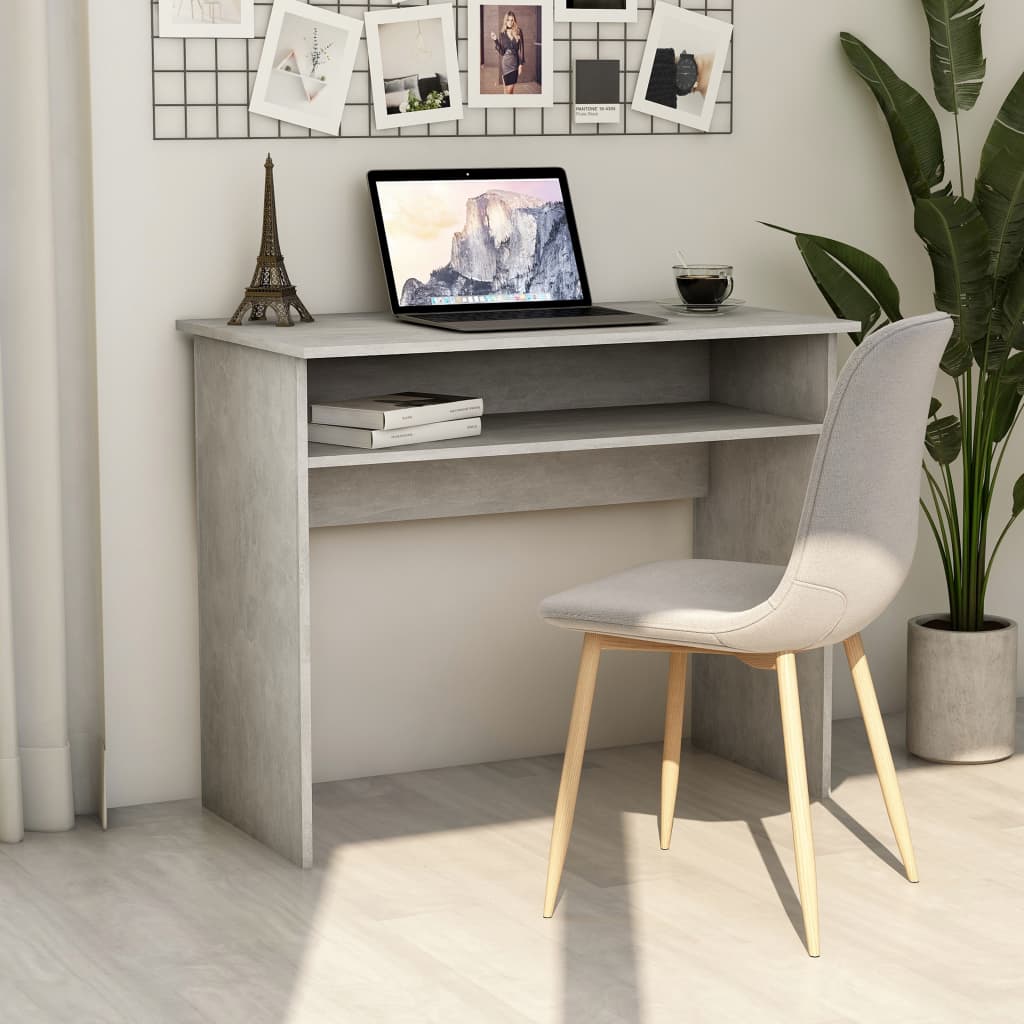 vidaXL Desk Computer Desk Standing Office Desk with Shelf Engineered Wood-6