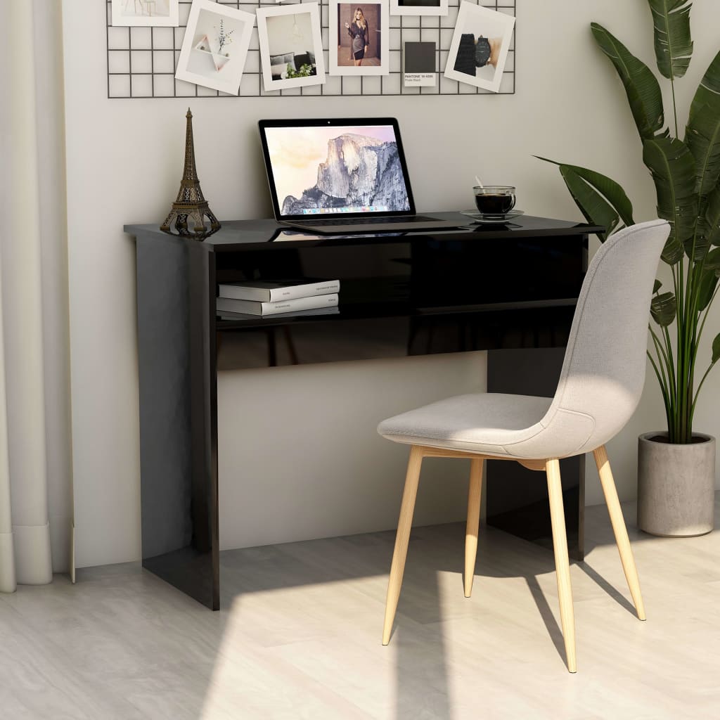 vidaXL Desk Computer Desk Standing Office Desk with Shelf Engineered Wood-8