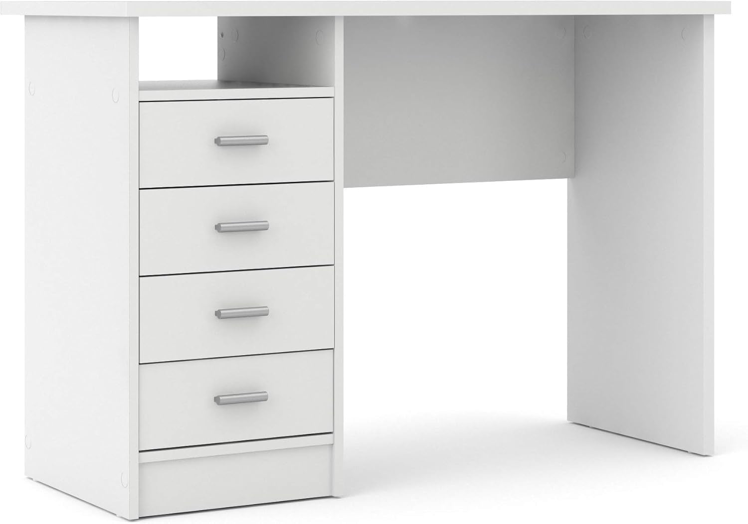 4-Drawer Desk, Modern White Office Writing Desk with Storage, Compact and Functional Desk for Home or Office-0