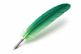 green feather pen